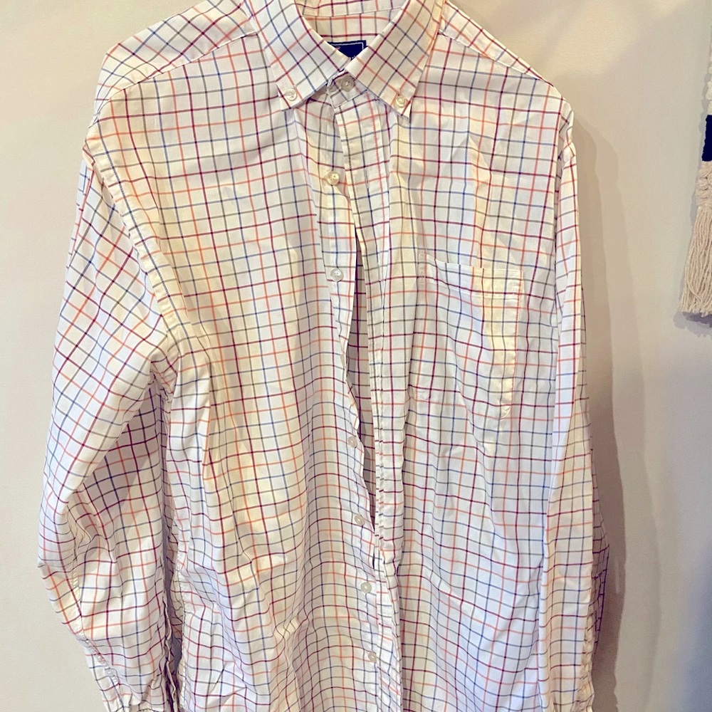Vineyard Vines med mens button down white / plaid